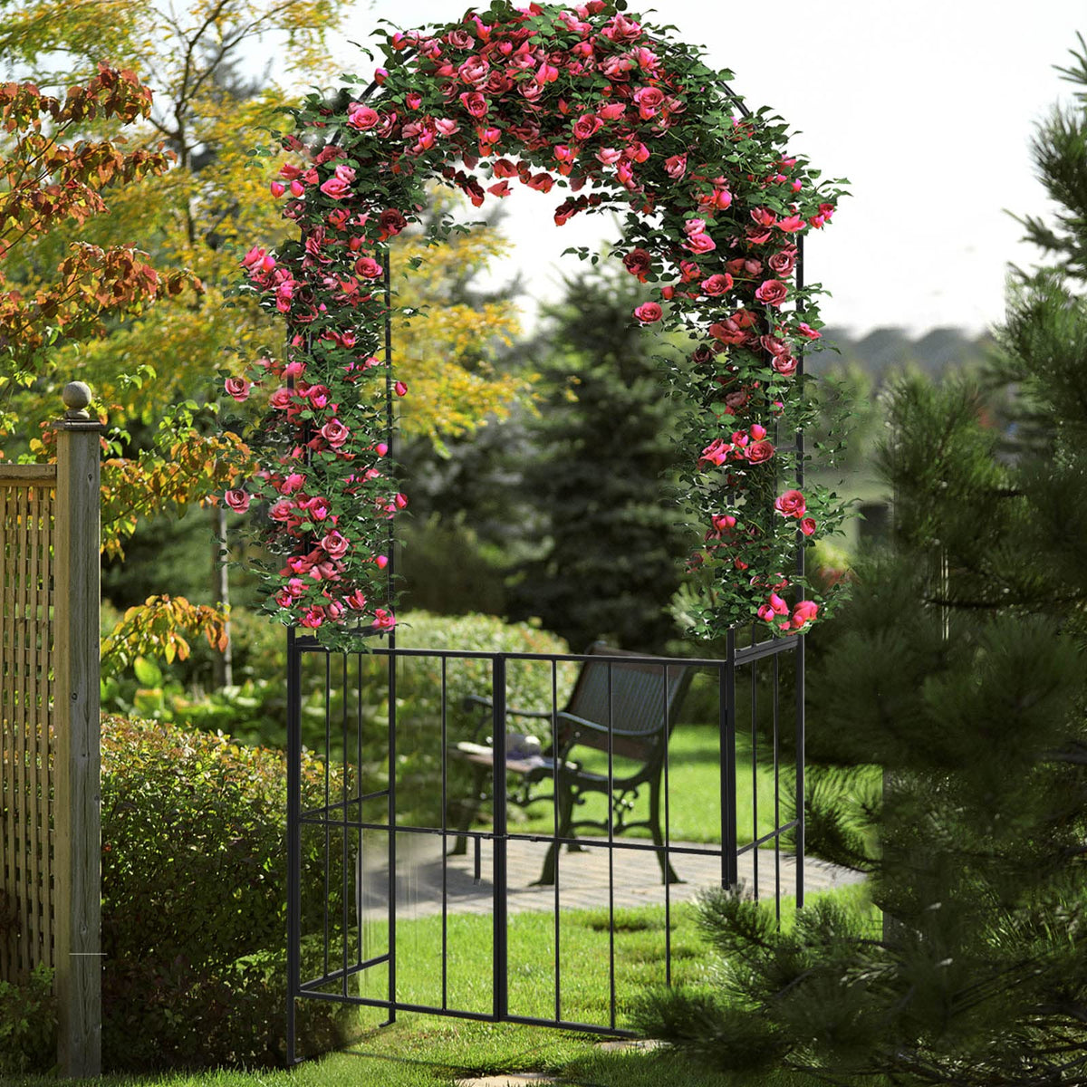 Lucktree Garden Arbor Trellis with Door