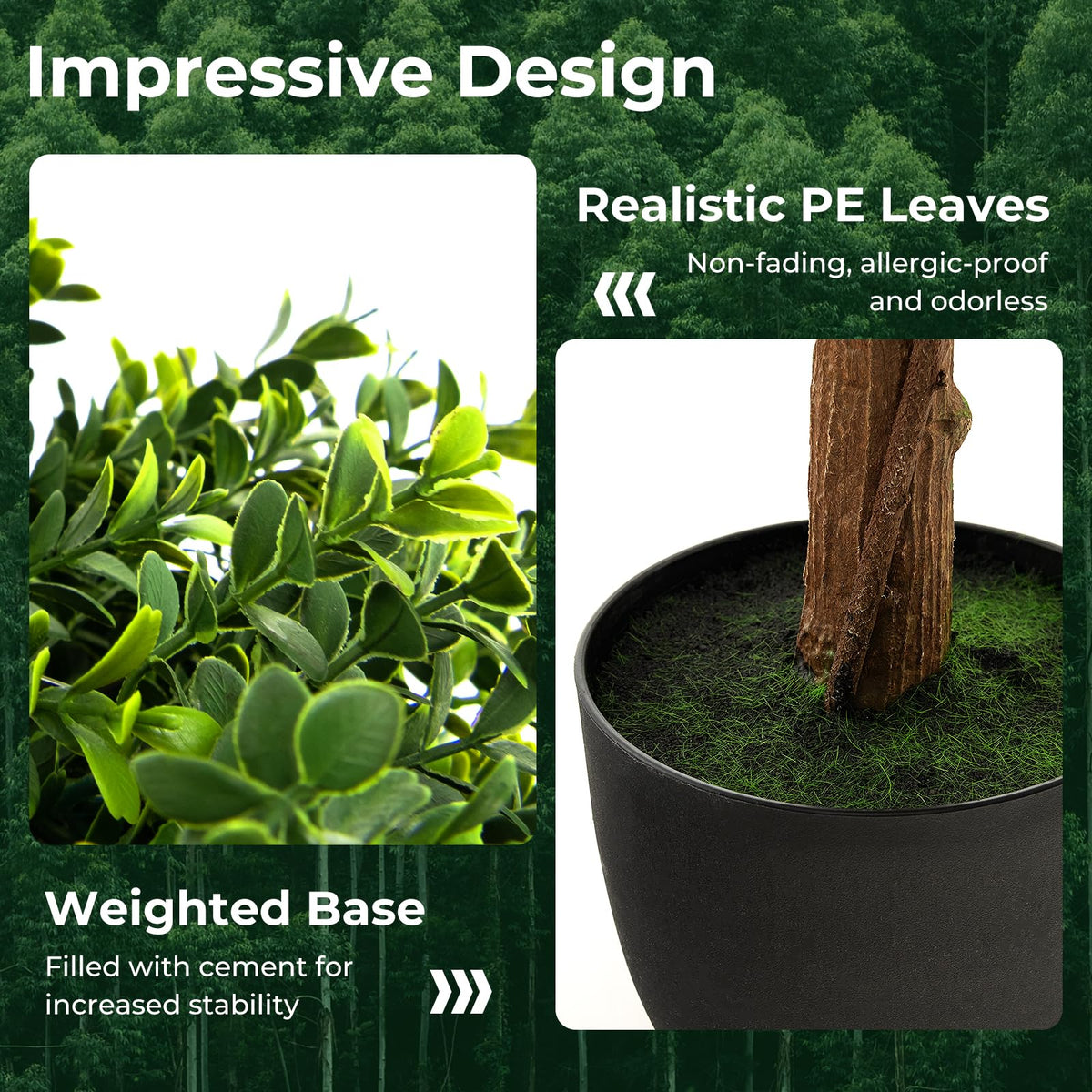 Lucktree 40" Artificial Boxwood Topiary Ball Tree