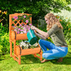 Lucktree Raised Garden Bed with 2 Barrel Planters & Trellis, 2-Tier Freestanding Wooden Raised Bed for Vegetable Flower Fruit