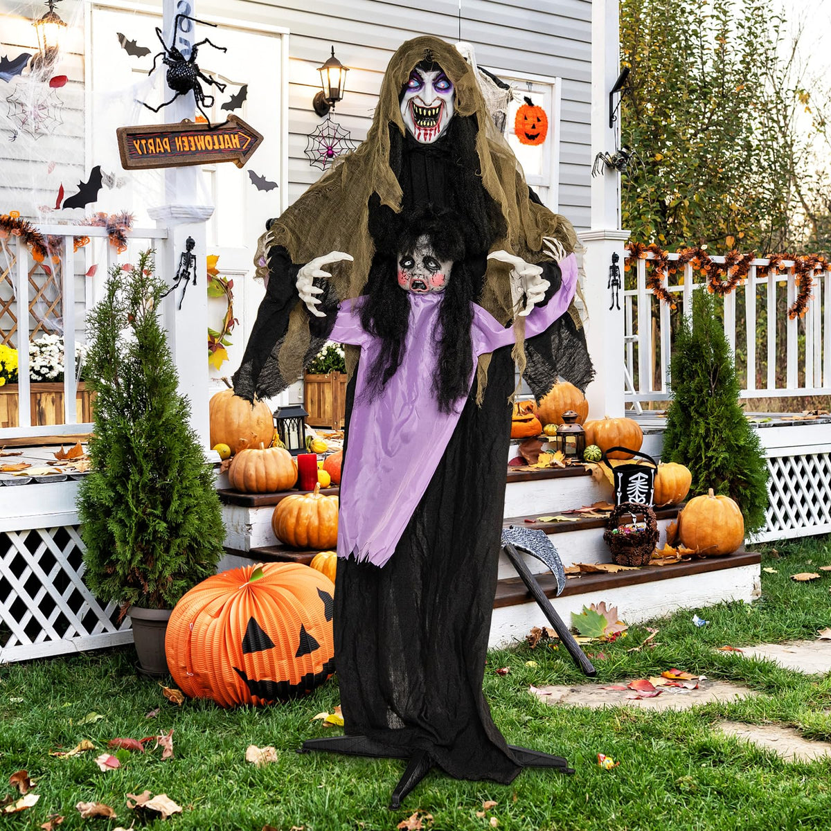 5.6 FT Halloween Animated Standing Vampire Catching Creepy Doll