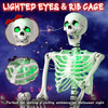 Lucktree 63" Life-Size Posable Skeleton with Green LED Lights Halloween Lighted Skeleton Decoration