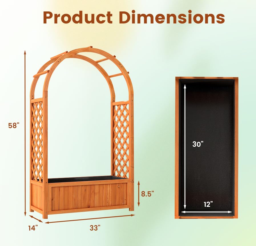 Lucktree Raised Garden Bed with Arch Trellis