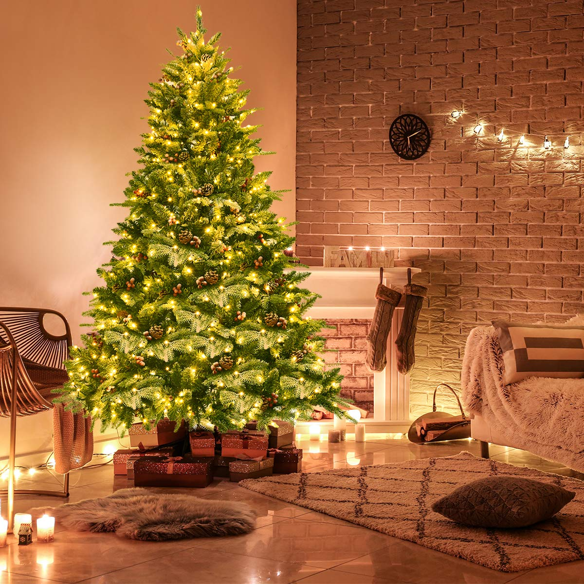 Lucktree 6.5FT Snow Flocked Christmas Tree - LucktreeUS