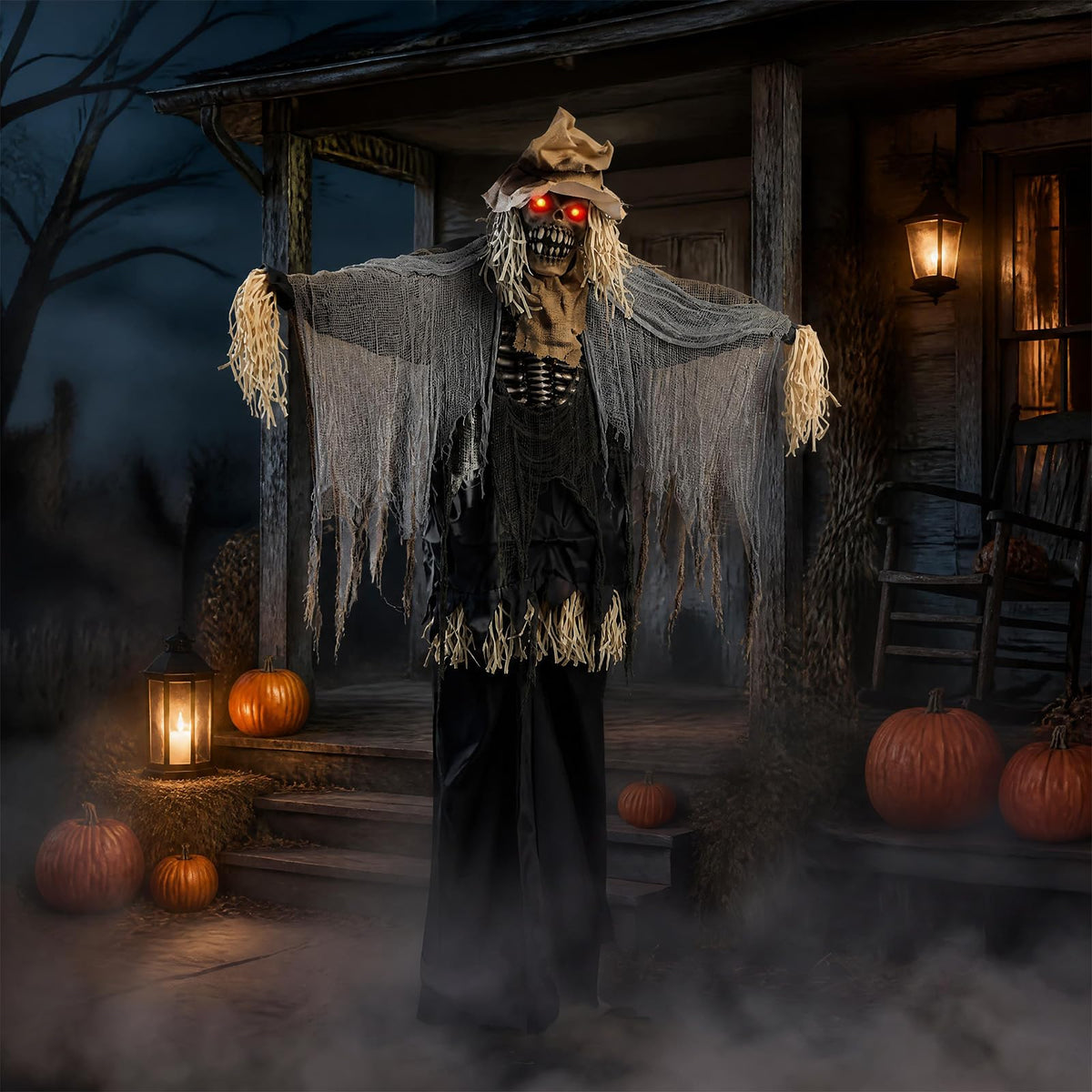 Lucktree 7.3 FT Animated Halloween Standing Skeleton Scarecrow Decoration
