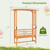 Lucktree Garden Arch Trellis with Bench - 63''W x 79''H Wooden Arbor with 2-Person Outdoor Bench