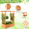 Lucktree Raised Garden Bed with Trellis, Wood Planter Box with Roof & Side Trellis, Drain Holes