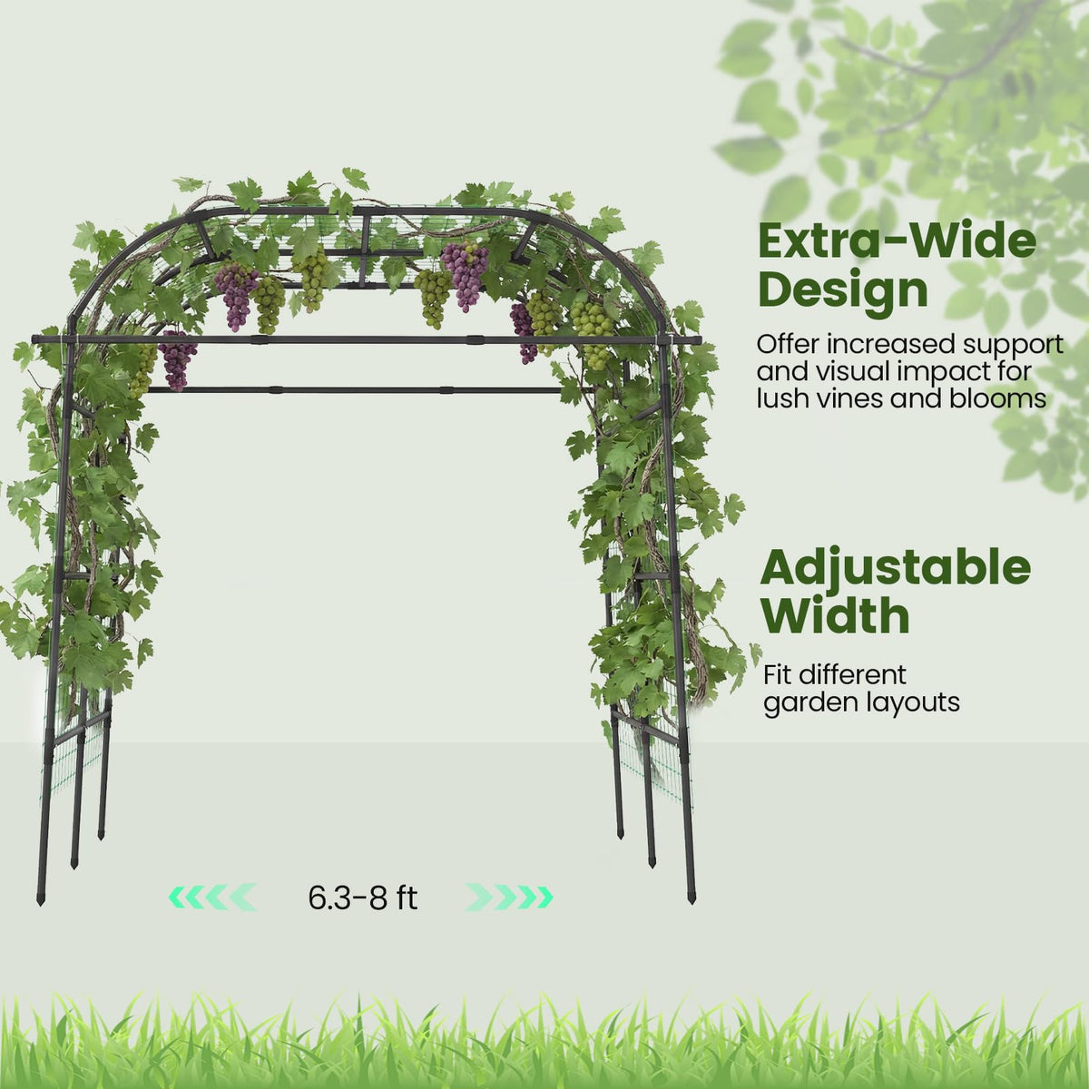 Lucktree Metal Garden Arch Trellis for Climbing Plants Outdoor