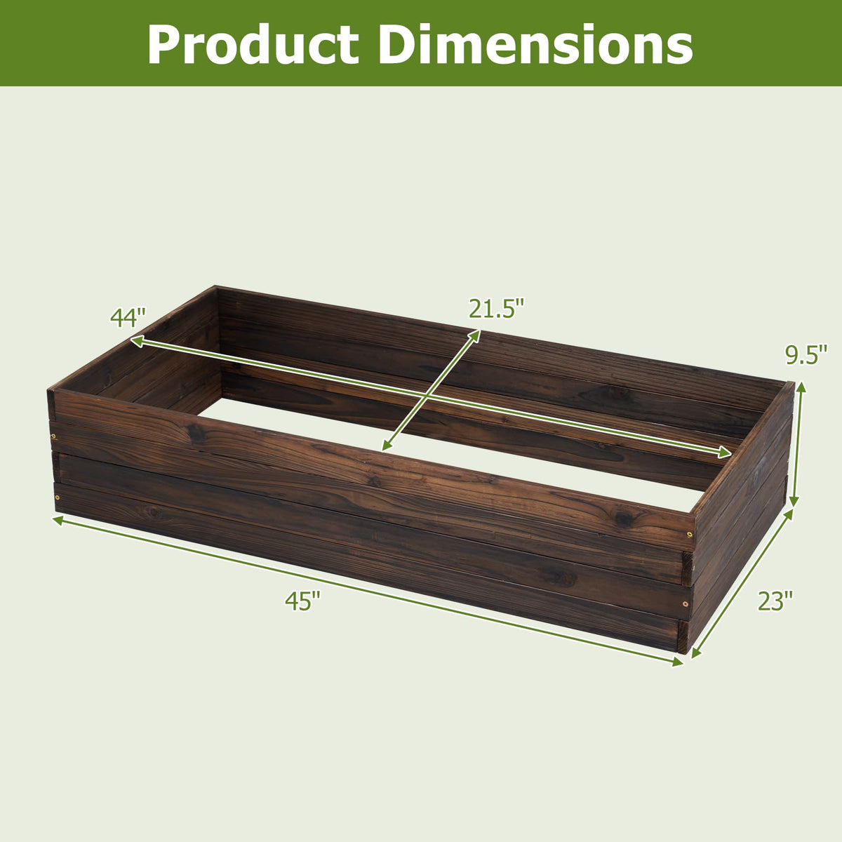 Lucktree 45" x 23" Fir Wood Raised Garden Bed (1/2)