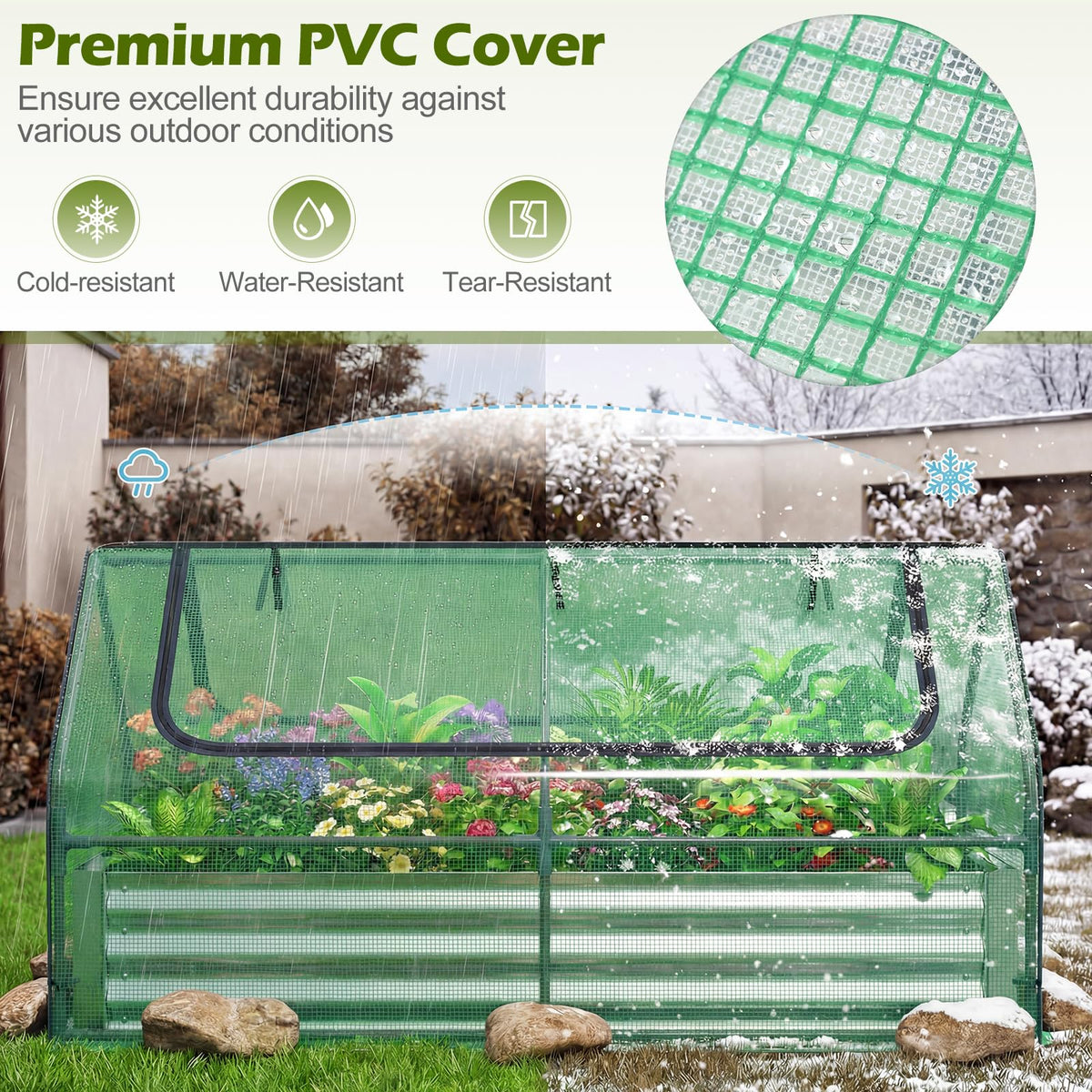Lucktree 3-in-1 Metal Raised Garden Bed with Greenhouse Cover