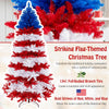 Lucktree 7.5 FT Pre-Lit Patriotic Artificial Christmas Tree, Flag-Themed Hinged Xmas Tree with 480 Warm White LED Lights
