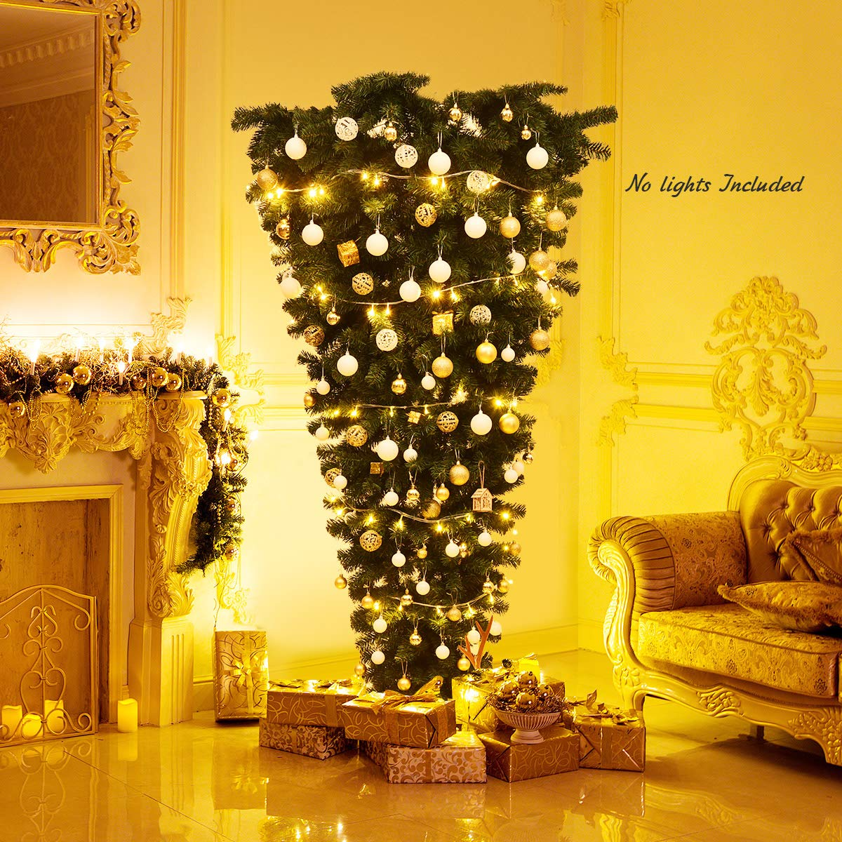 Lucktree 7FT Upside Down Tree, Artificial Christmas Tree with Metal Stand - LucktreeUS