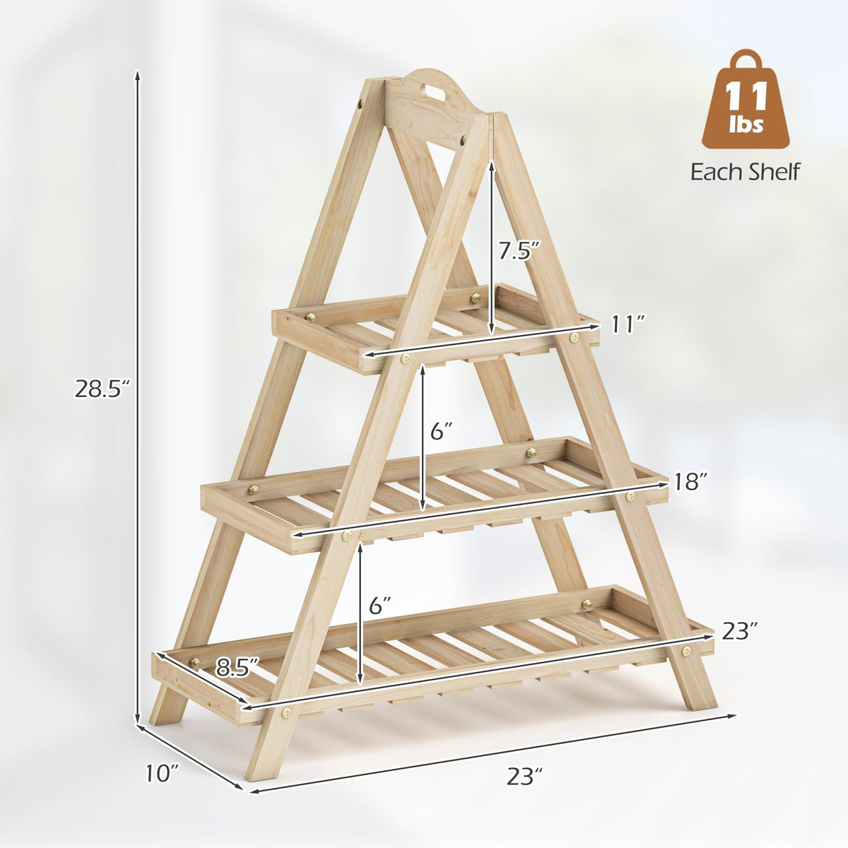 Lucktree 3-Tier Plant Stand Indoor | 28.5" Wood Flower Pot Plant Display Shelf