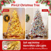 Lucktree 7ft Pre-Lit Snow Flocked Christmas Tree, Artificial Hinged Full Xmas Tree with 743 PVC & Pine Needles