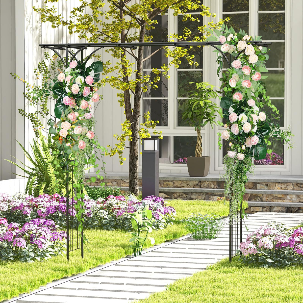 Lucktree Garden Arch Trellis - 81''H x 81''W Metal Garden Arbor
