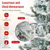 Lucktree 6/7/8 ft Pre-Lit Snow Flocked Christmas Tree, Artificial Hinged Xmas Tree with 661/1119/1447 PVC & PE Tips