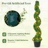 Lucktree 4FT Pre-Lit Artificial Spiral Boxwood Topiary Tree w/ 100 LED Lights, Nursery Pot, Indoor Outdoor Home Front Porch Holiday Decoration