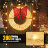 Lucktree 48 Inch Pre-Lit Christmas Wreath, Indoor/Outdoor Xmas Decoration with 200 LED Lights