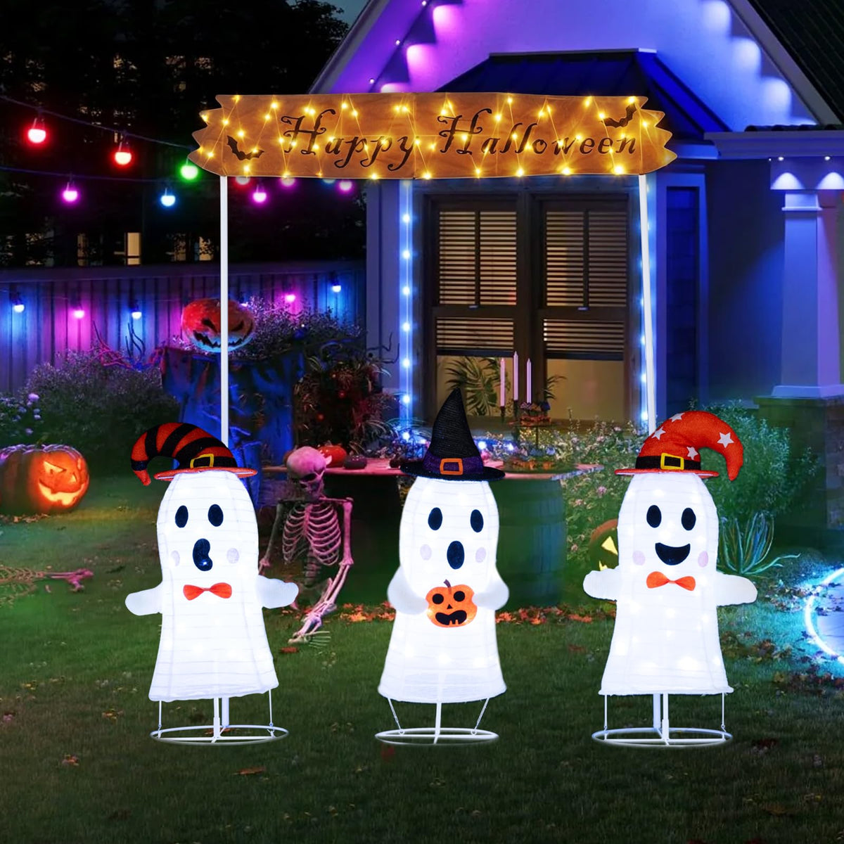 Lucktree Set of 3 Lighted Halloween Decorations Outdoor/Indoor
