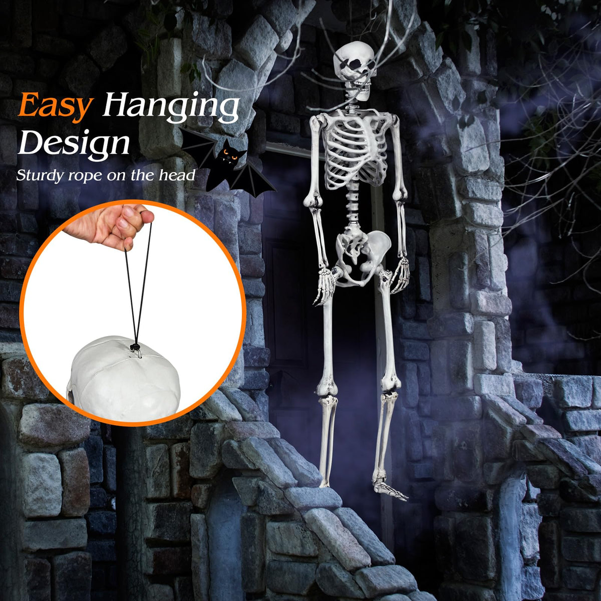 Lucktree Halloween Life Size Full Body Skeleton, 5.4Ft Festival Skeleton Prop Decoration