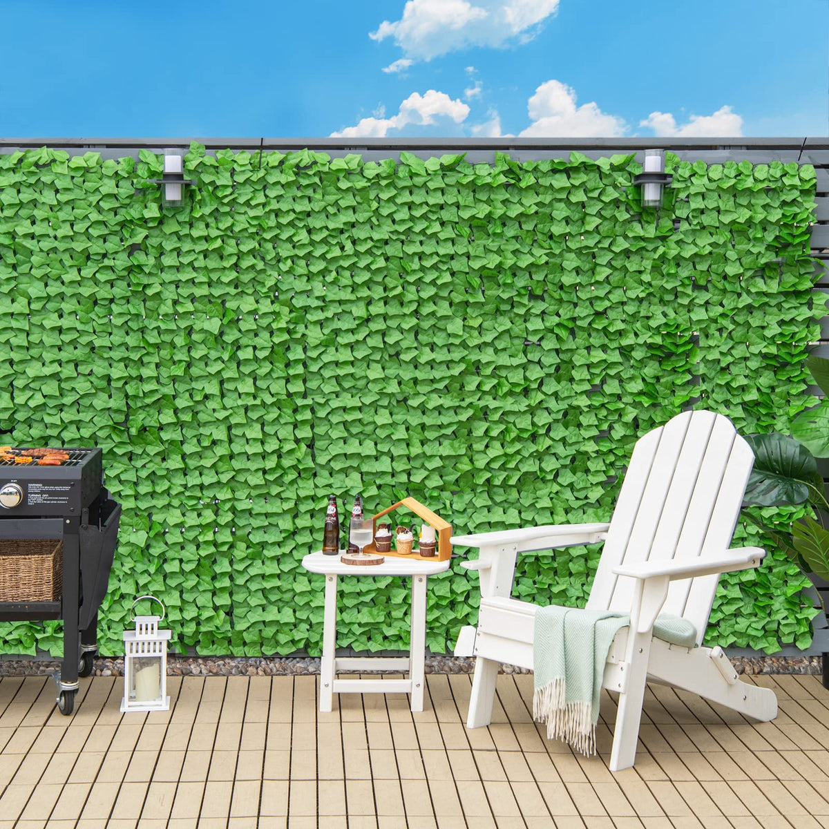 Lucktree 118" x 39.4" Artificial Hedges Fence Faux Ivy Vine Greenery Wall