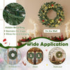 24” Pre-lit Christmas Wreath Front Door Artificial Xmas Wreath with 90 Frosted Branch Tips