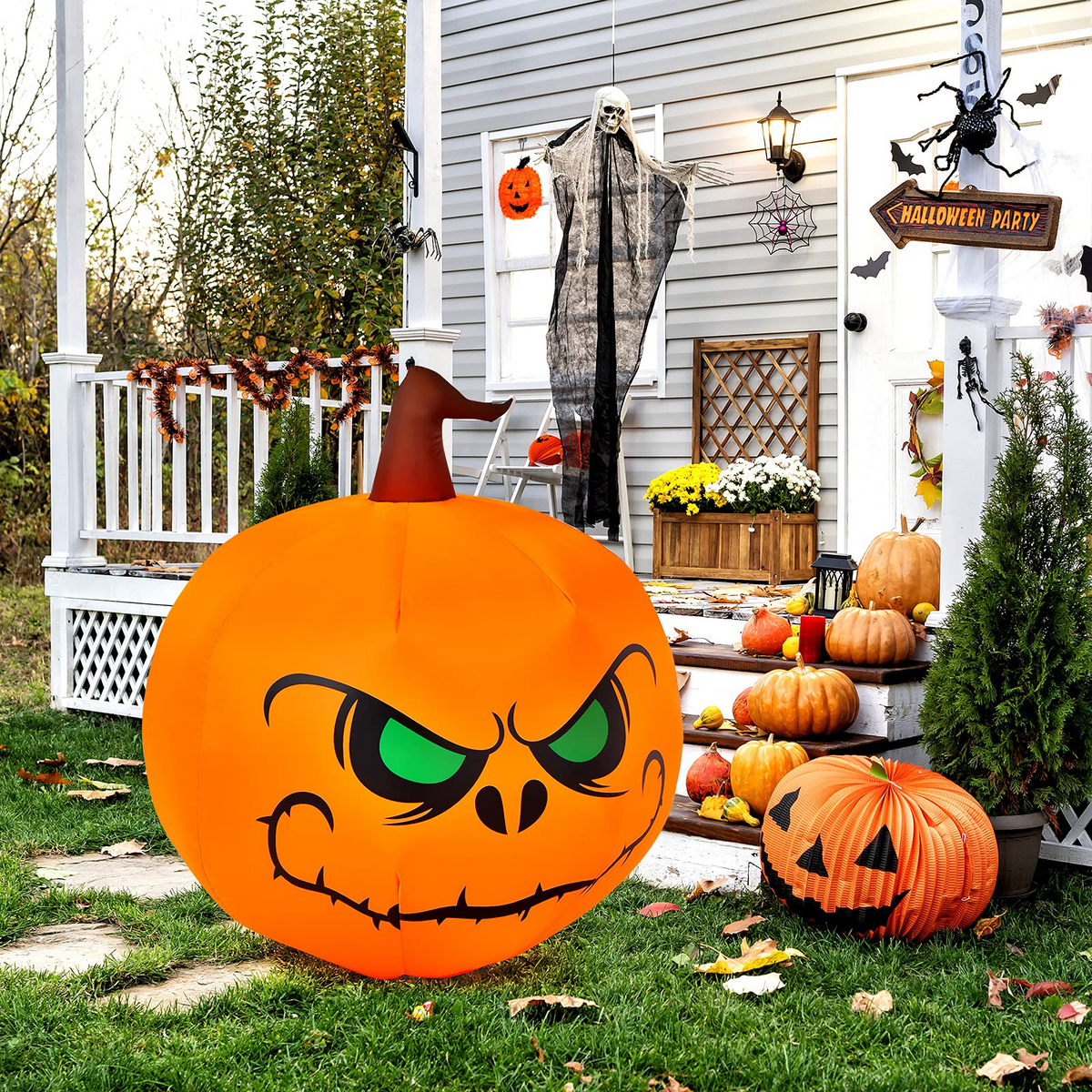 4 Ft Halloween Inflatable Pumpkin with Build-in LED Lights & Blower