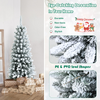 Lucktree Snow Flocked Pencil Christmas Tree, Hinged Artificial Slim Xmas Tree - LucktreeUS