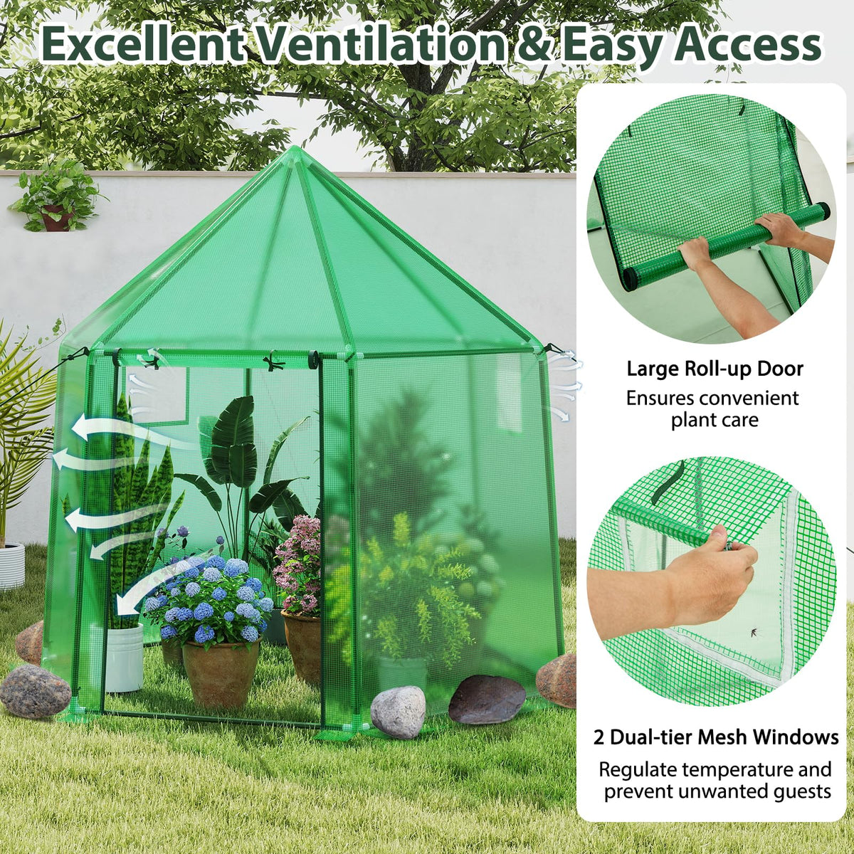 Lucktree 6.5 x 5.7 x 6.3 FT Greenhouse Portable Walk in Outdoor Hot House Tent