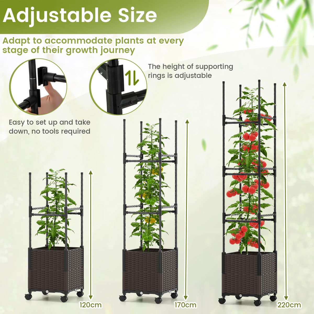 Lucktree Raised Garden Bed Planter Box with Trellis