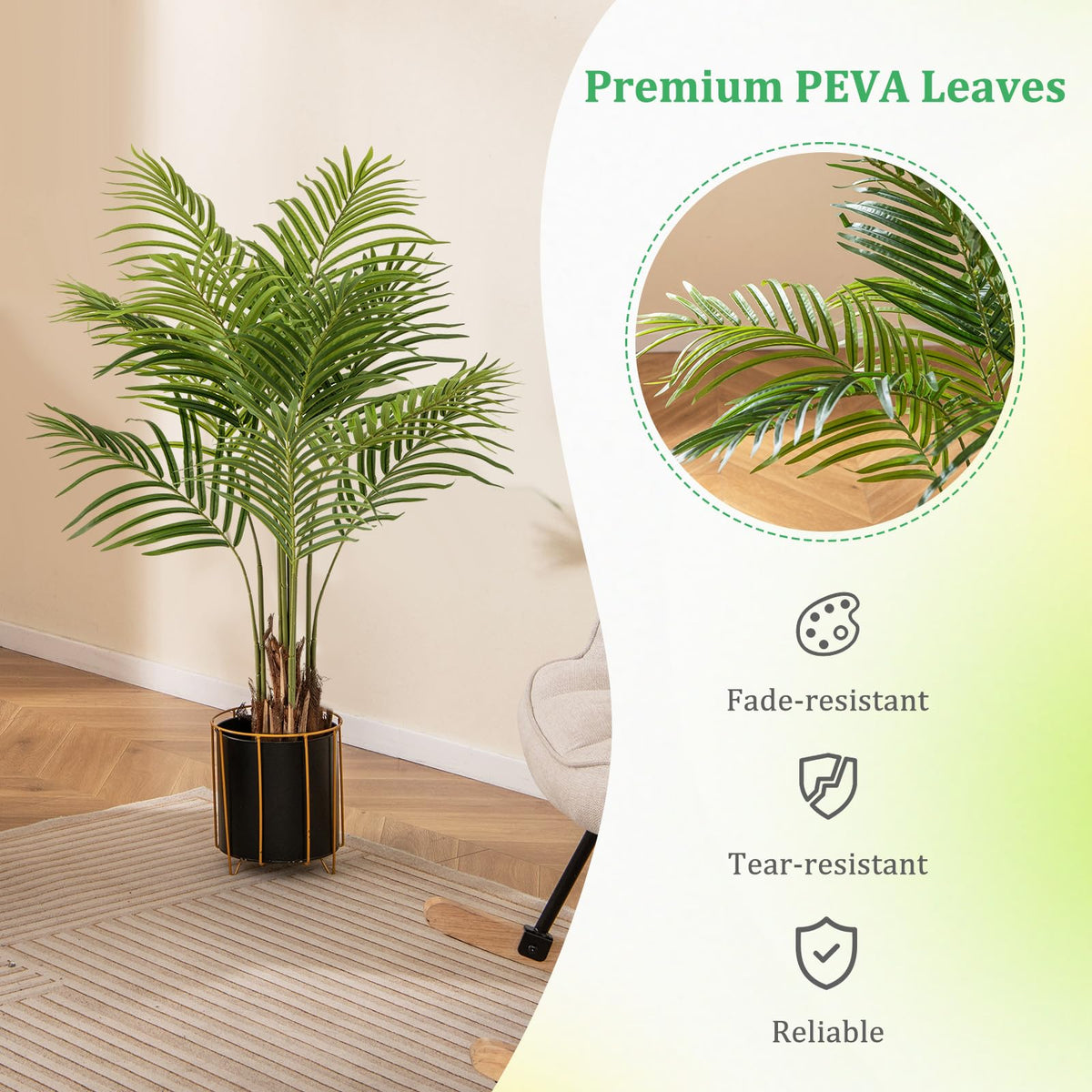Lucktree 4.2FT Tall Artificial Palm Tree with 12 PEVA Leaves (2 Pack)