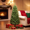 5/6/7 FT Pre-lit Pencil Christmas Tree, Artificial Slim Xmas Tree
