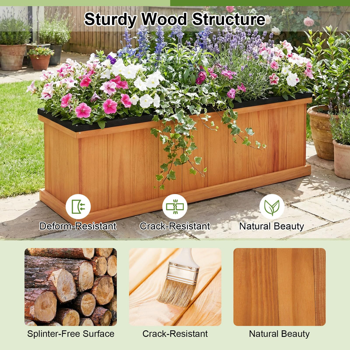 Lucktree Outdoor Raised Garden Bed Set of 1/2 (40” x 13” x 12”)