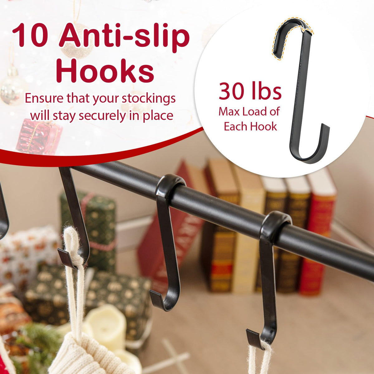 Lucktree 10-Hook Christmas Stocking Holder Stand on Wheels