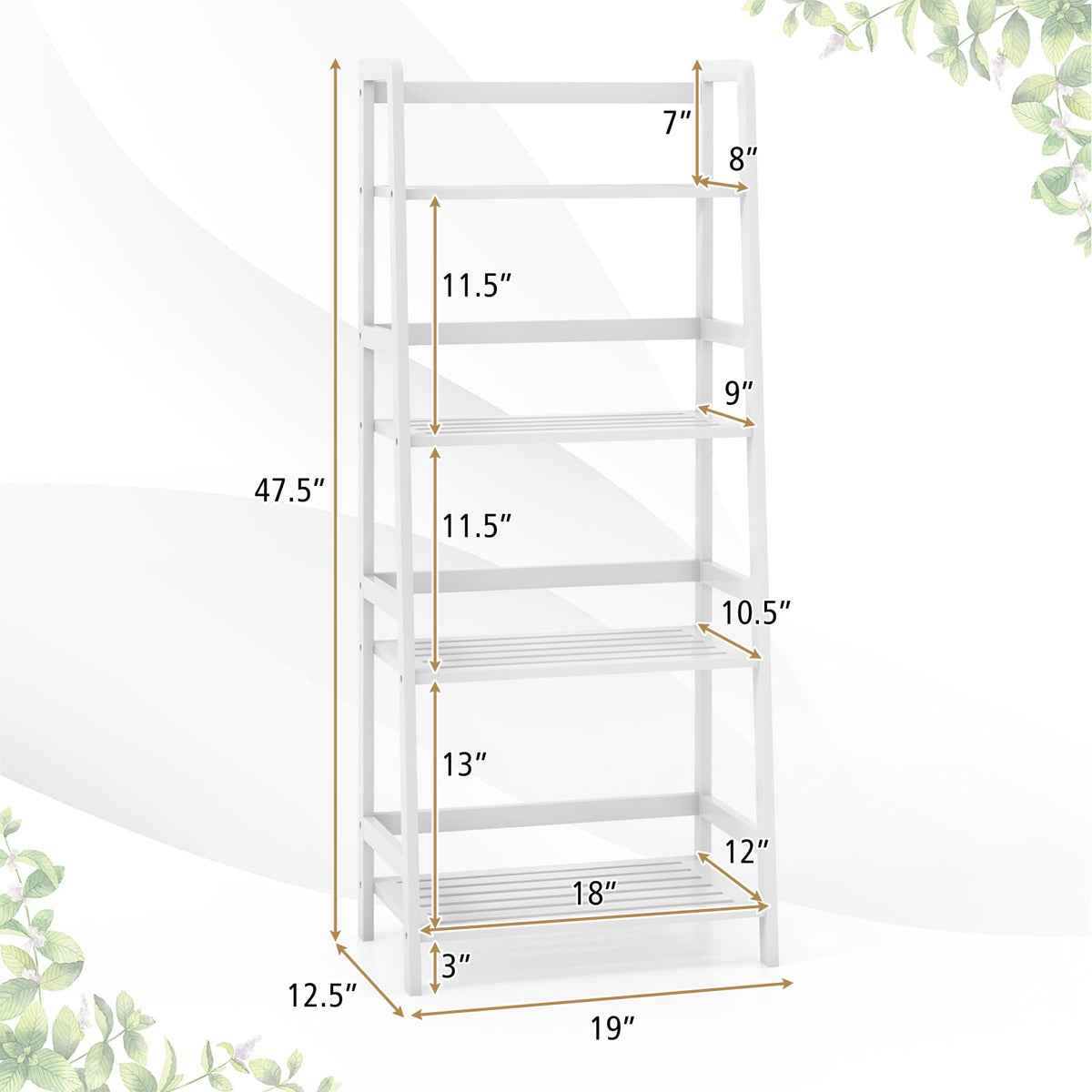 Lucktree 4-Tier Bamboo Plant Stand Flower Pots Holder Display Shelf, 47.5"