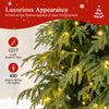 Lucktree 7 FT Pre-Lit Artificial Christmas Tree, Hinged Faux Xmas Tree with 1217 Soft TPE & PVC Mixed Branch Tips