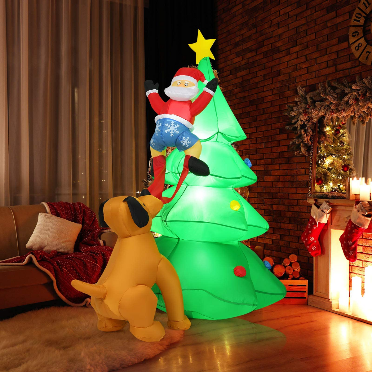 Lucktree Inflatable Christmas Tree, Inflatable Santa Claus Climbing Tree