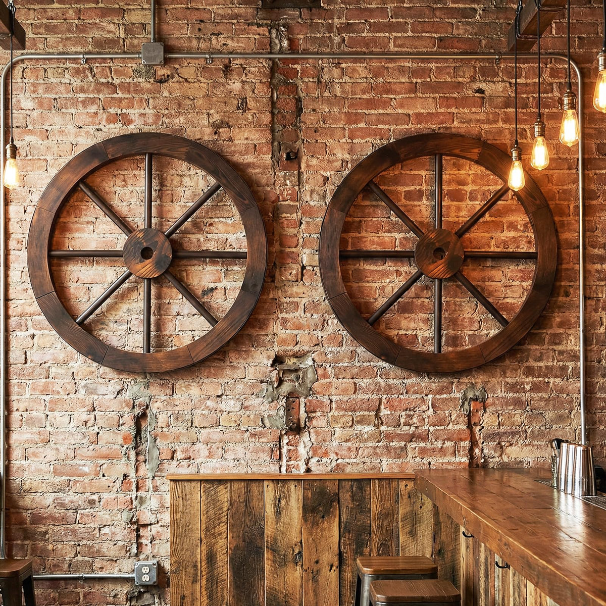 Lucktree 24-Inch Wagon Wheels 2/4 Pieces Carbonized Solid Fir Wood