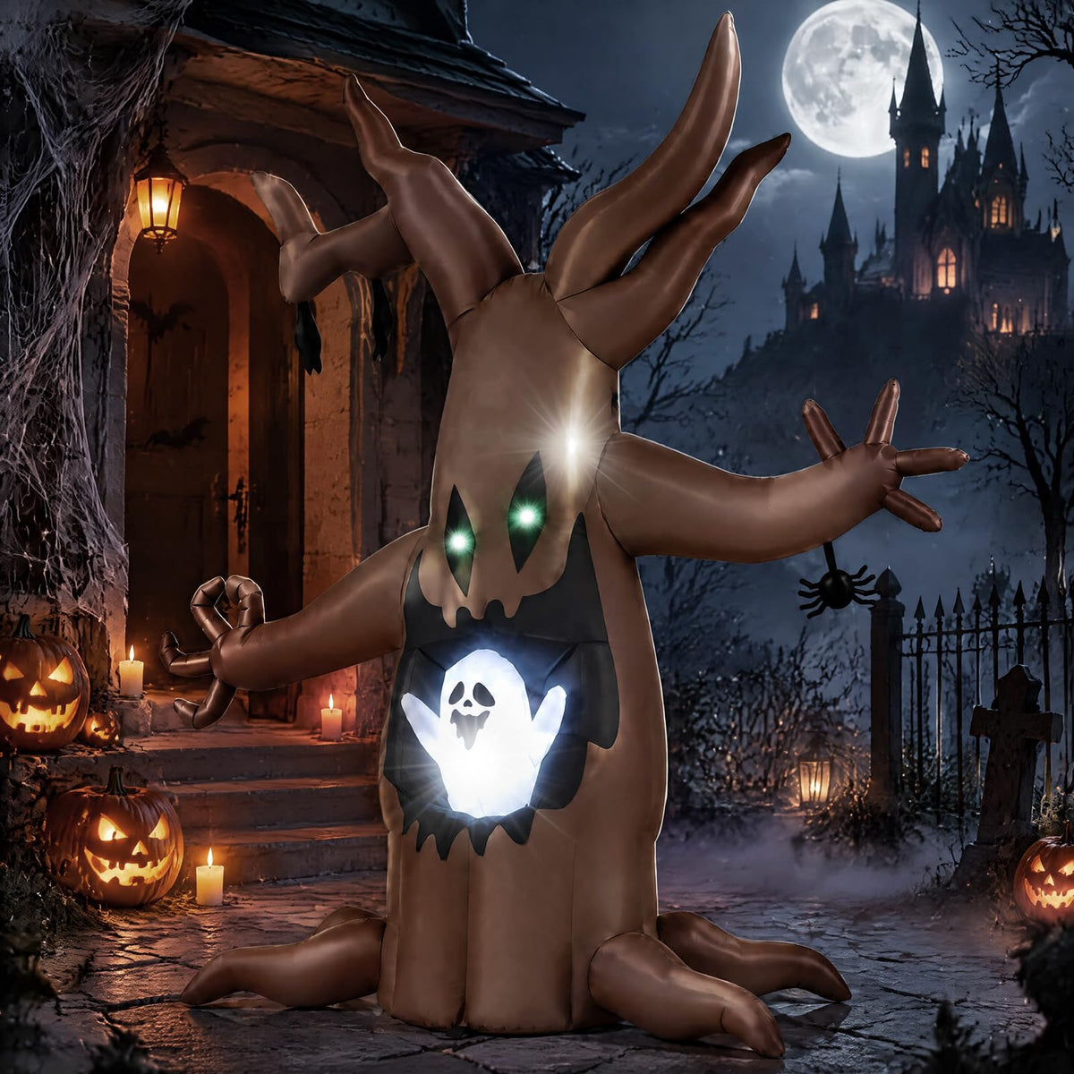 Lucktree 8 FT Halloween Inflatable Dead Tree with Animated Popping Ghost