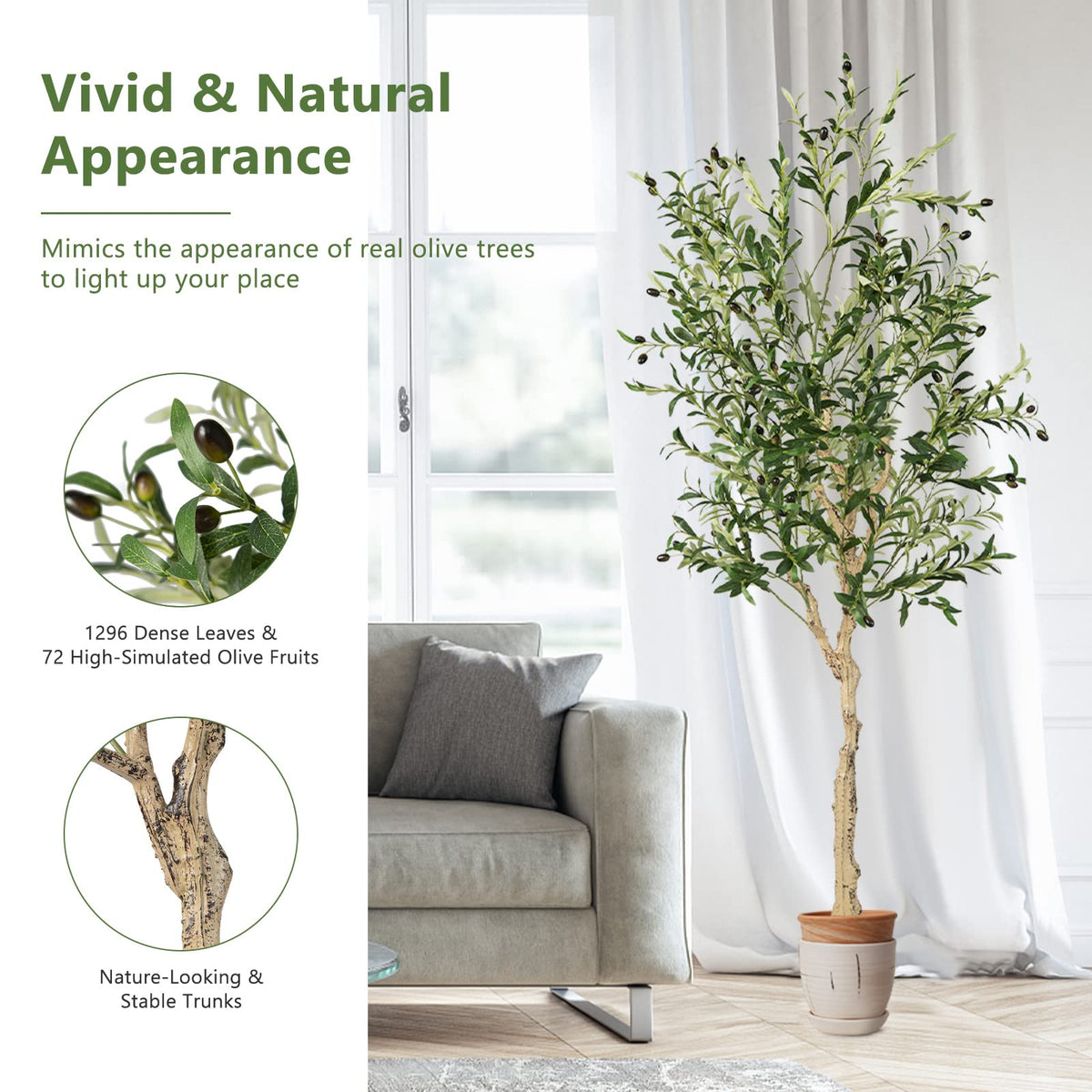 Lucktree 6ft Artificial Olive Tree, Tall Fake Potted Olive Silk Tree with Planter