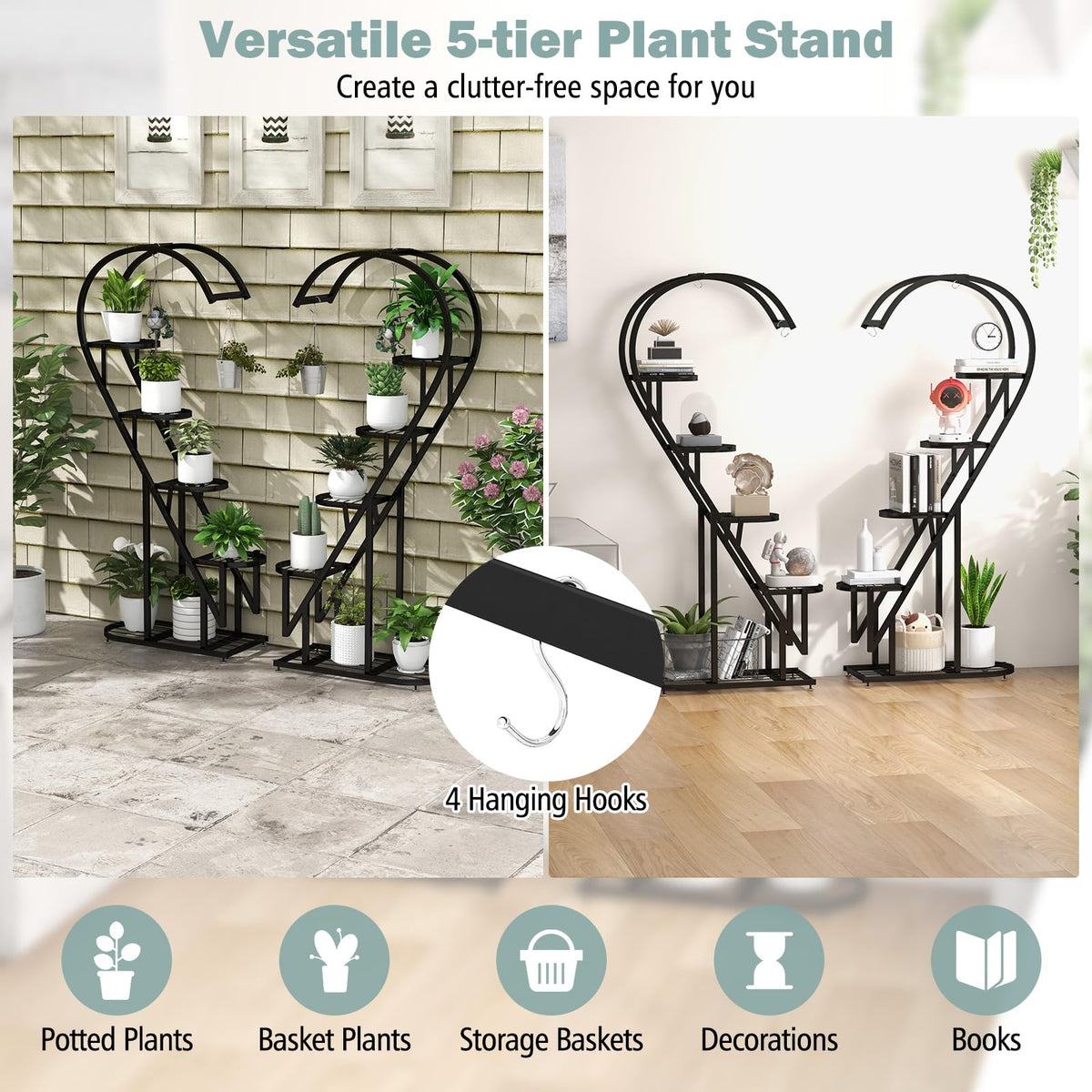 Lucktree 5 Tier Metal Plant Stand Indoor