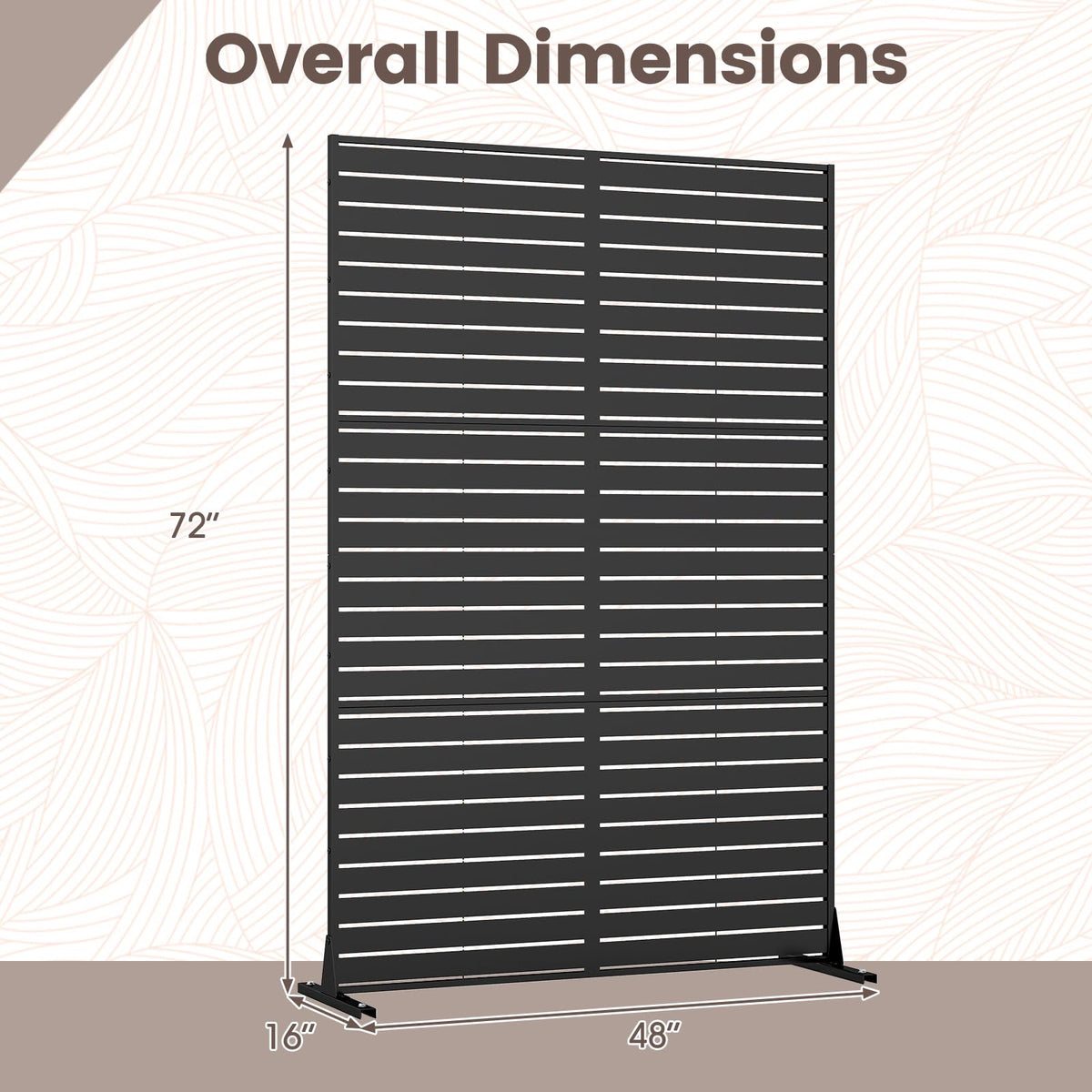 Lucktree 72''H x 48''W Freestanding Metal Privacy Screen with Stable Legs