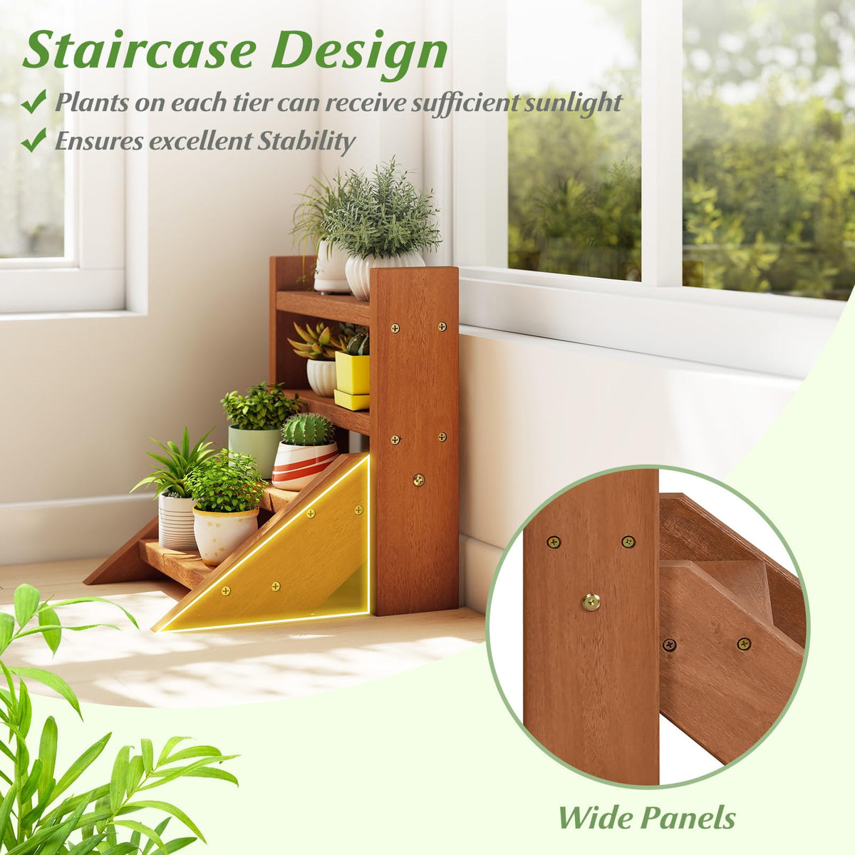 Lucktree Plant Stand for Desk 4-Tier Small Tabletop Ladder Shelf for Succulents