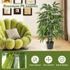 Lucktree Artificial Bamboo Tree, 50" Tall Set of 2 Fake Bamboo Plant with 3 PE Bamboo Trunk & Flush Leaves
