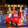 Lucktree 8.6 FT Lighted Christmas Inflatable Santa Claus on Train with Deer & Christmas Tree