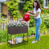 Lucktree Raised Garden Bed with Legs, Rattan Elevated Planter Box w/Storage Shelf