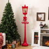 Lucktree 8 ft Musical Christmas Streetlight w/Warm White LED Lights Snowy Effects Santa Scene
