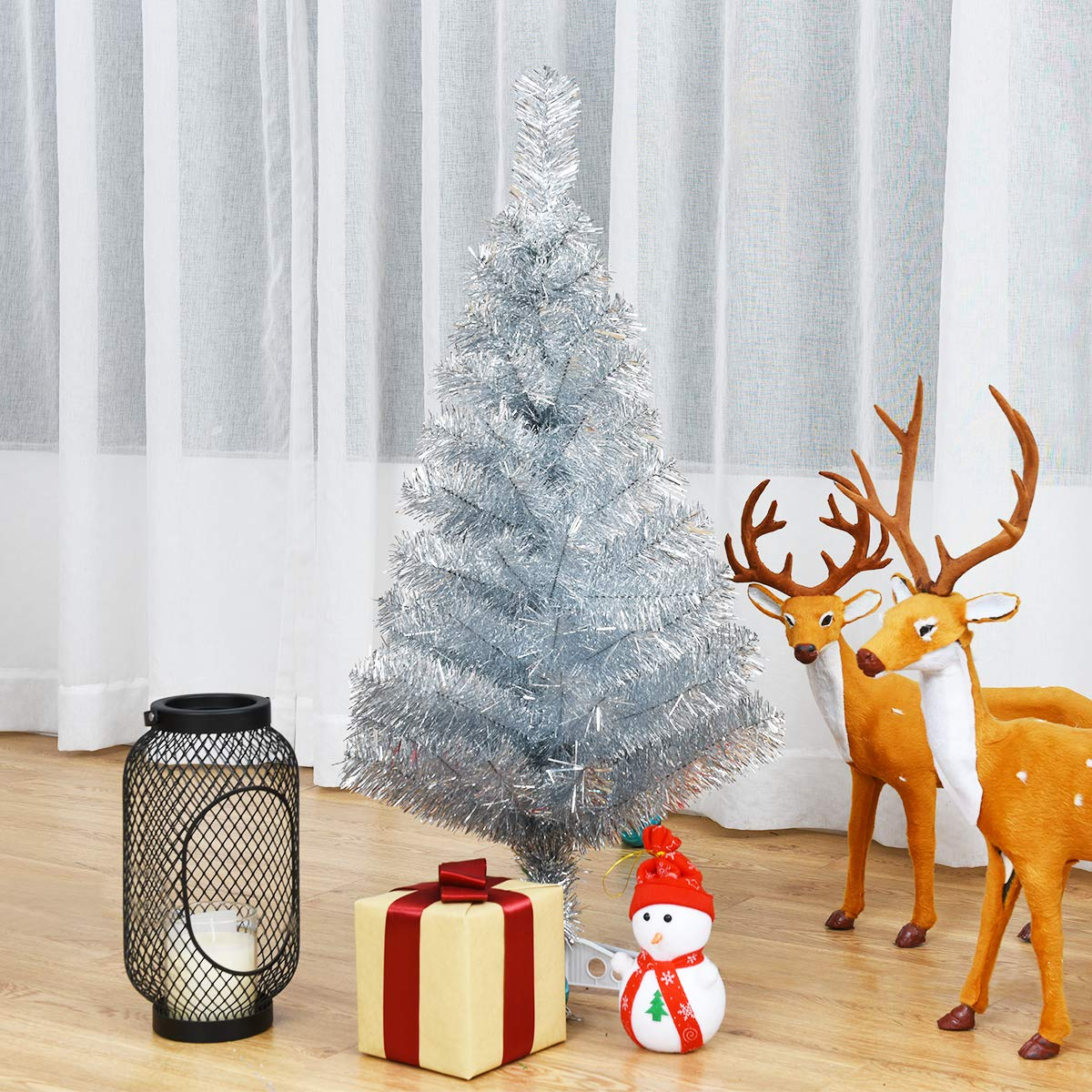 Lucktree 3ft Silver Pencil Christmas Tree, Artificial Slim Tree - LucktreeUS