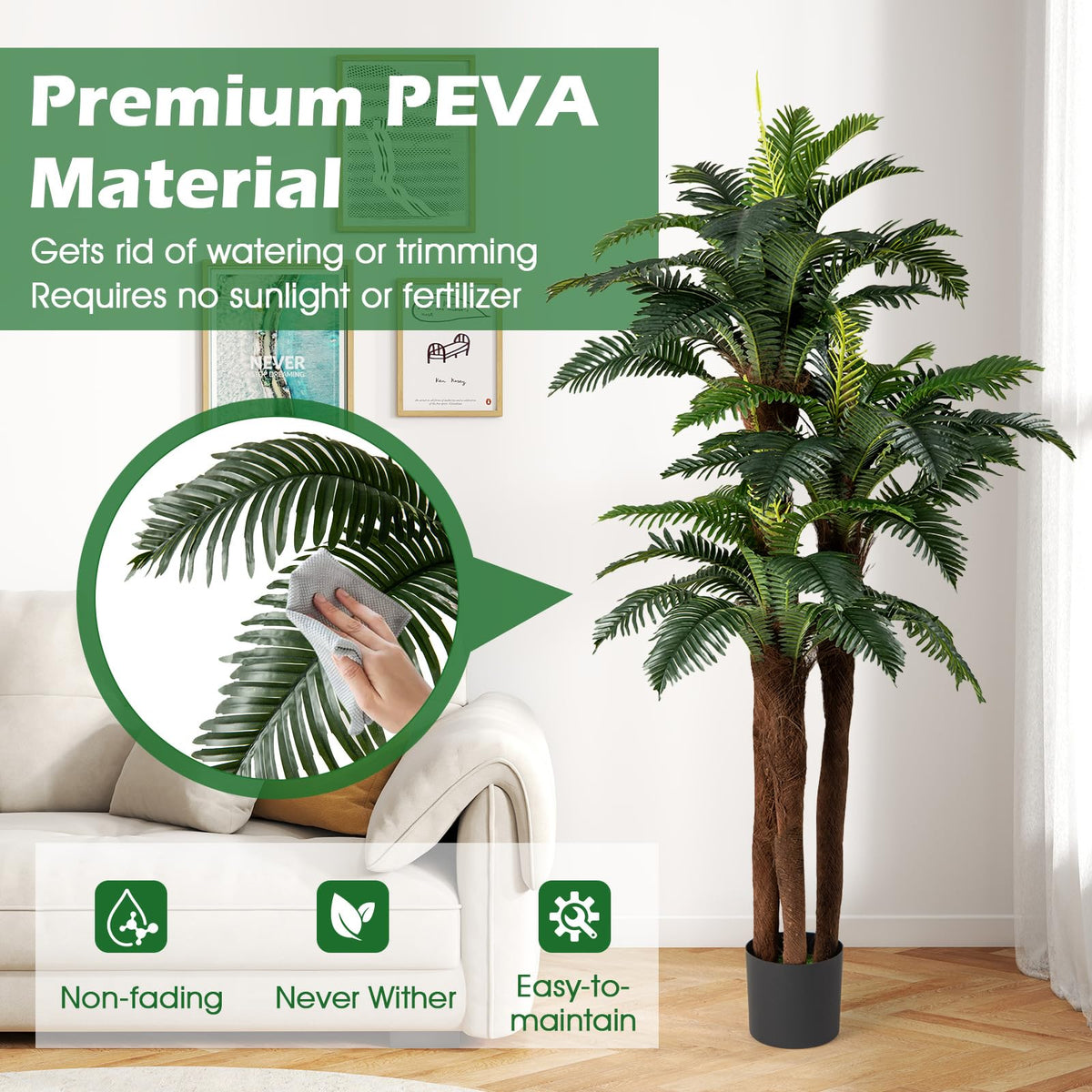 Lucktree 6.3 ft Tall Fake Tropical Plant with 45 + 3 Adjustable Leaves 3 Real Barks & Moss (2 Pack)