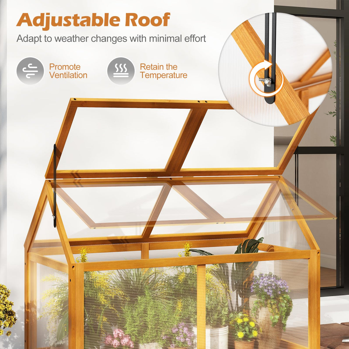 Lucktree Portable Raised Flower Planter Protection with Transparent Panels & Adjustable Roof