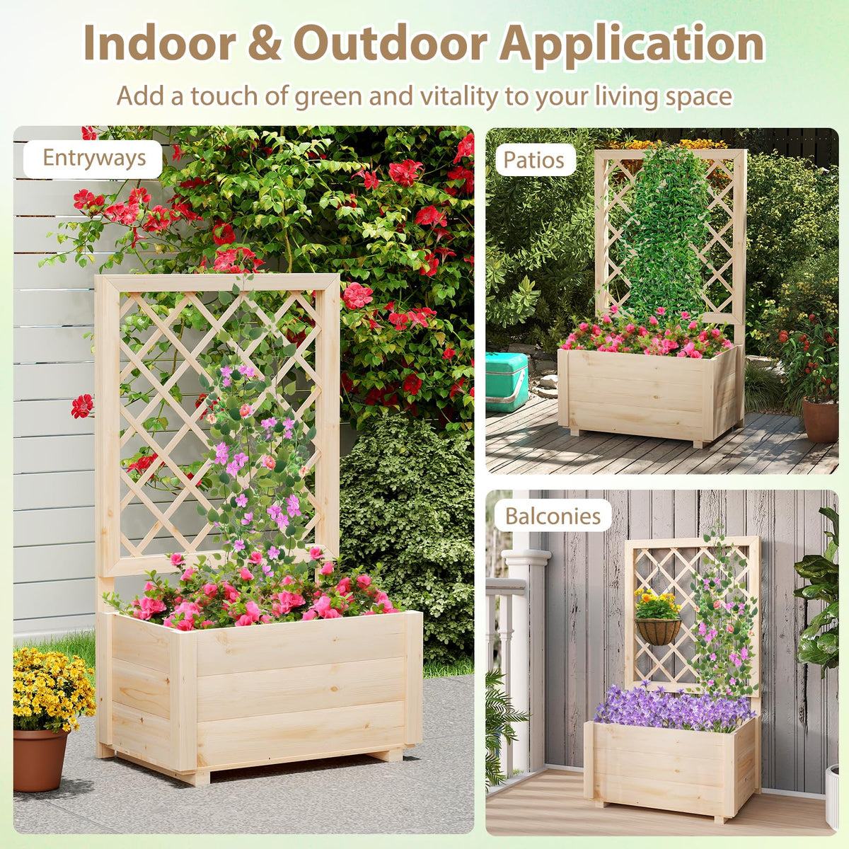 Lucktree Raised Garden Bed with Trellis (1/2)